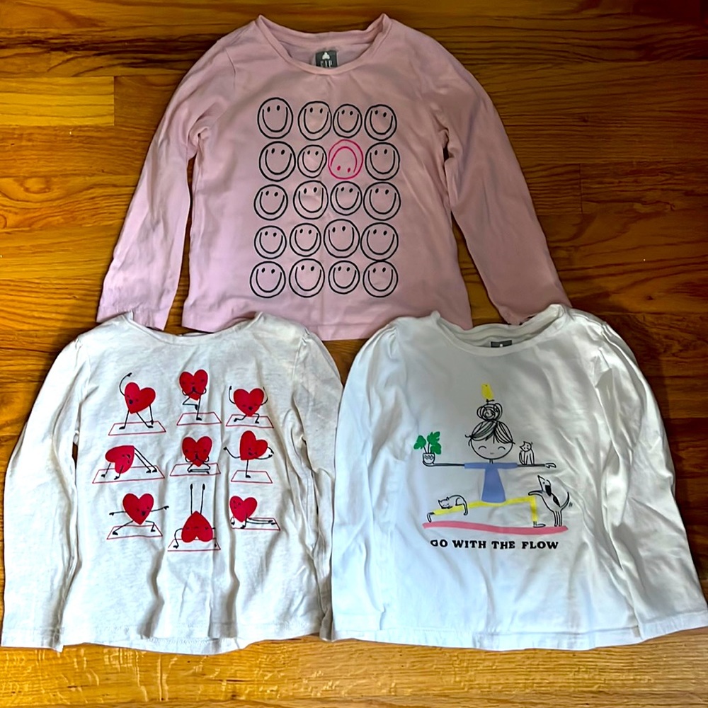 Gap Lot Playtime Favorites Yoga & Smiley Face long sleeve shirts